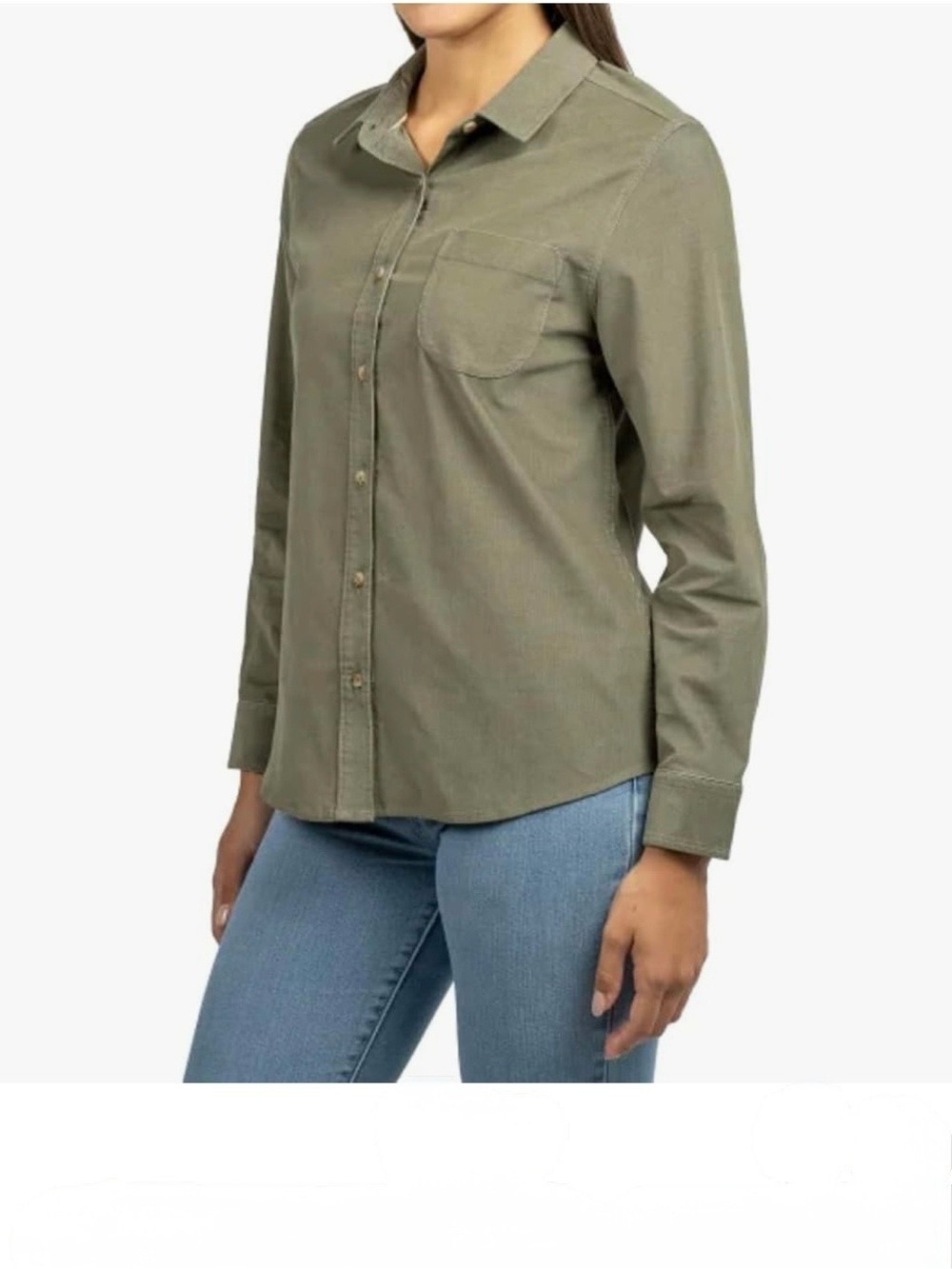 NEW WITH TAGS - JACHS Girlfriend Women’s Corduroy Button-Up Shirt Green Medium - Picture 3 of 4